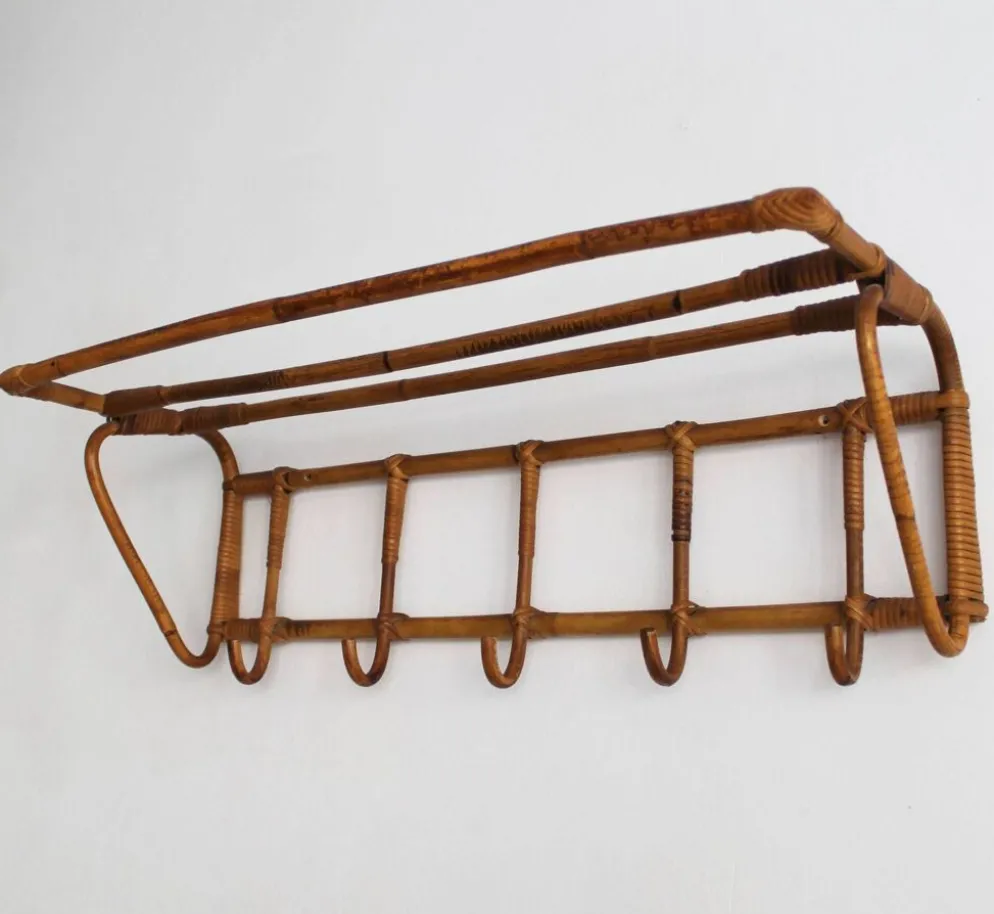 Porte-manteau et porte-chapeaux en rotin tchèque des années 1960, ÚLUV