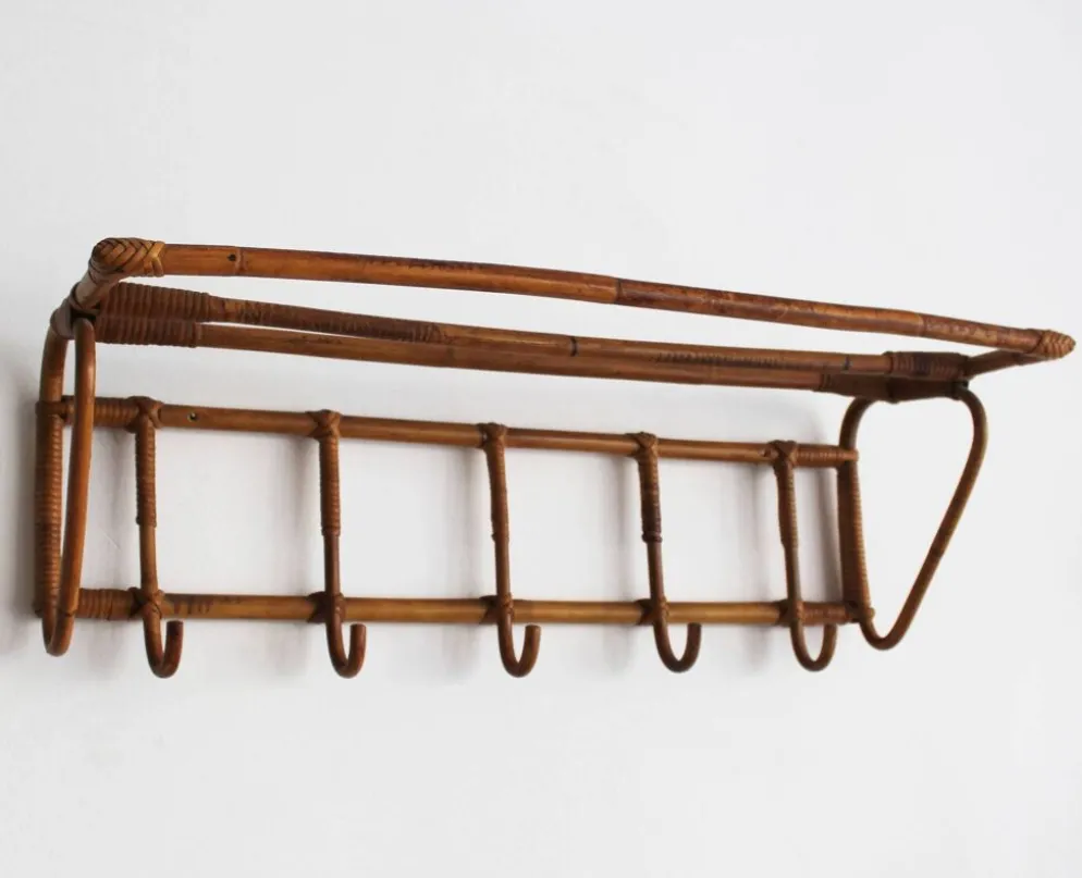 Porte-manteau et porte-chapeaux en rotin tchèque des années 1960, ÚLUV