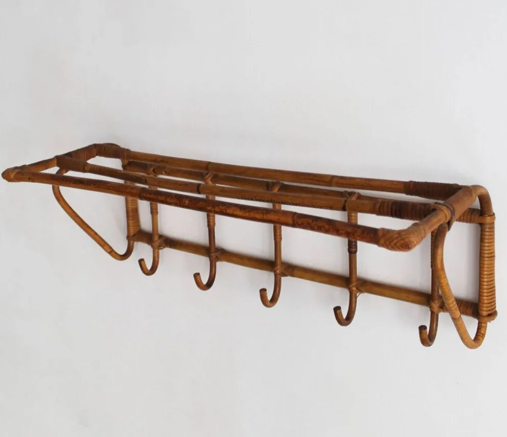 Porte-manteau et porte-chapeaux en rotin tchèque des années 1960, ÚLUV