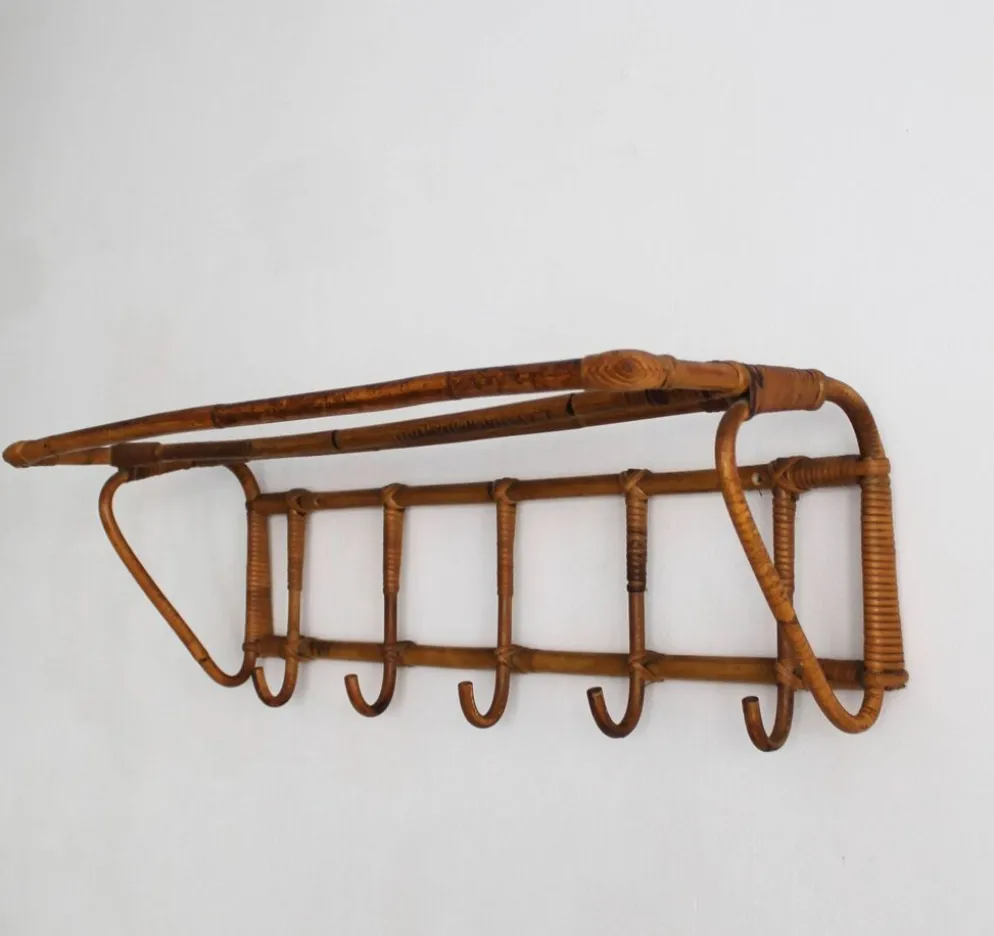 Porte-manteau et porte-chapeaux en rotin tchèque des années 1960, ÚLUV
