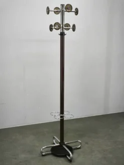 Porte-manteau et porte-parapluie en chrome de l'ère spatiale italienne des années 1970 par Cazzaro