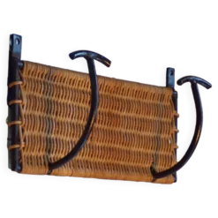 Porte manteau fer et rotin 1950
