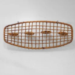 Porte-manteau italien en bambou et rotin du milieu du siècle, années 1960