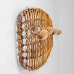 Porte-manteau italien en bambou et rotin du milieu du siècle, années 1960