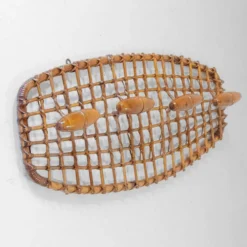 Porte-manteau italien en bambou et rotin du milieu du siècle, années 1960