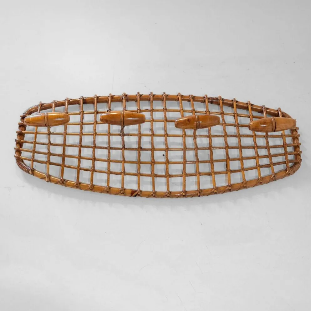 Porte-manteau italien en bambou et rotin du milieu du siècle, années 1960