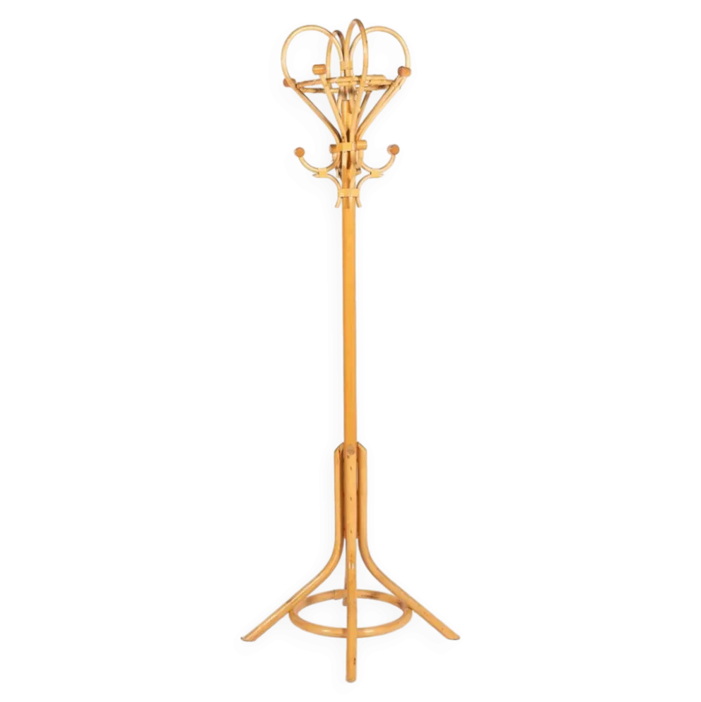 Porte-manteau italien en bambou et rotin, années 1980