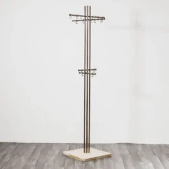 Porte-manteau moderniste en marbre et laiton Renato Zevi Metalarte