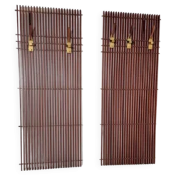 Porte-manteau modulable en bois et laiton, Italie, années 1950