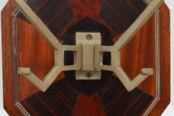 Porte-manteau mural Art Déco à marqueterie géométrique, France vers 1930