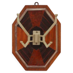 Porte-manteau mural Art Déco à marqueterie géométrique, France vers 1930
