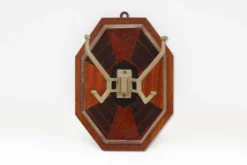 Porte-manteau mural Art Déco à marqueterie géométrique, France vers 1930