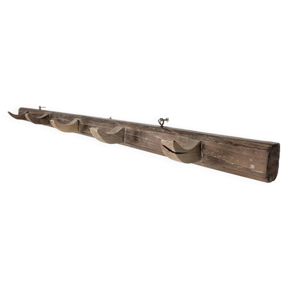 Porte-manteau mural artisanal en bois brut