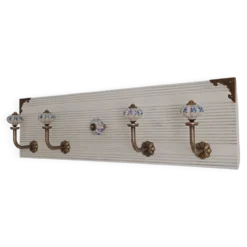 Porte-manteau mural 50 cm – 4 patères et bouton central décoratif