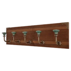 Porte-manteau mural 50 cm – 5 patères céramique vert style vintage