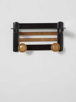 Porte-manteau mural en bois Art Déco, Italie années 1940