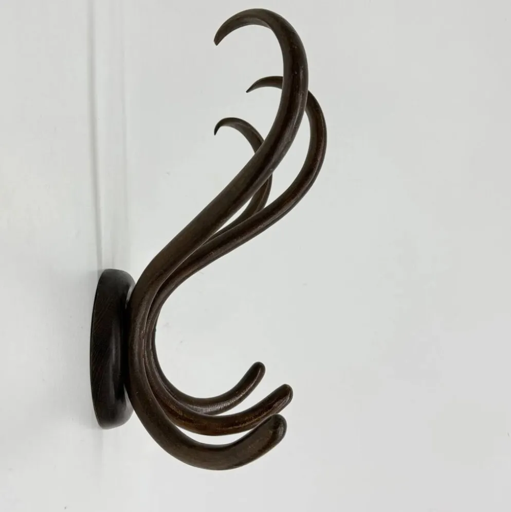 Porte-manteau mural en bois courbé Thonet antique, années 1930