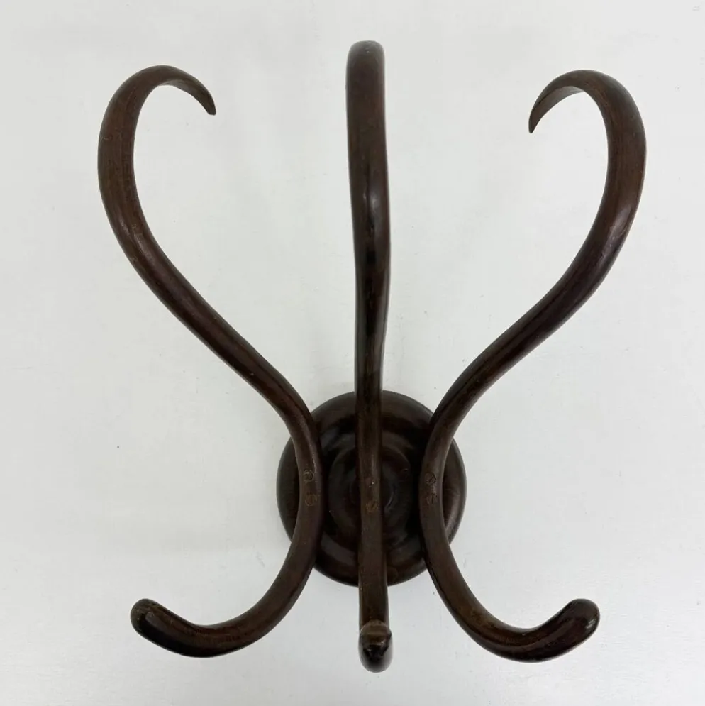 Porte-manteau mural en bois courbé Thonet antique, années 1930