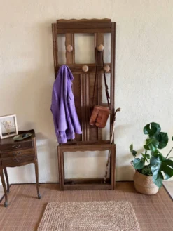 Porte-manteau mural en bois massif – Style rustique / campagne chic