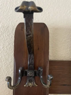 Porte-manteau mural en bois vintage avec miroir