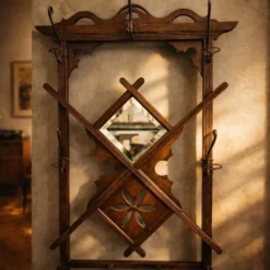 Porte-manteau mural en bois vintage pour couloir