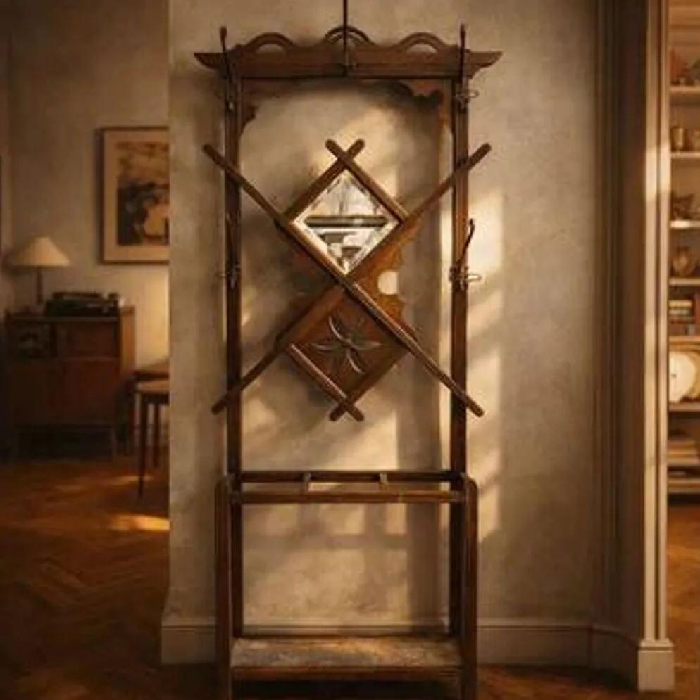 Porte-manteau mural en bois vintage pour couloir