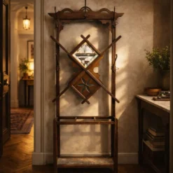 Porte-manteau mural en bois vintage pour couloir