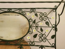 Porte-manteau mural en métal avec miroir et pâquerettes, fin années 50