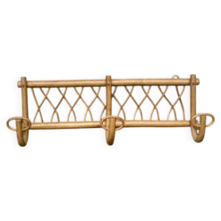 Porte manteau mural en rotin vintage