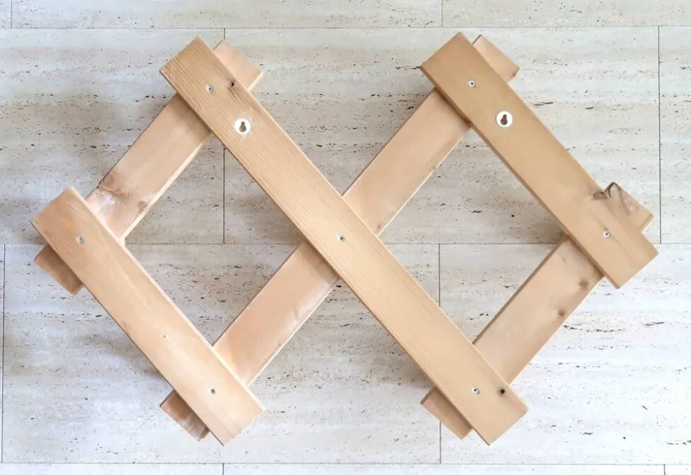 Portemanteau mural extensible en bois clair, années 80