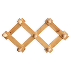 Portemanteau mural extensible en bois clair, années 80