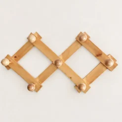 Portemanteau mural extensible en bois clair, années 80
