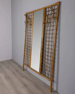 Porte-manteau mural italien en bambou, années 1960