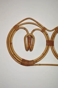 Porte manteau mural par Franco Albini en rotin et bambou, Italie 1960's