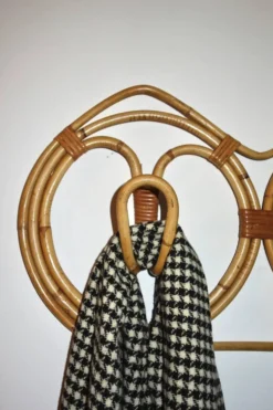 Porte manteau mural par Franco Albini en rotin et bambou, Italie 1960's