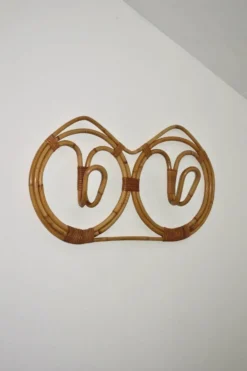 Porte manteau mural par Franco Albini en rotin et bambou, Italie 1960's