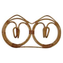 Porte manteau mural par Franco Albini en rotin et bambou, Italie 1960's