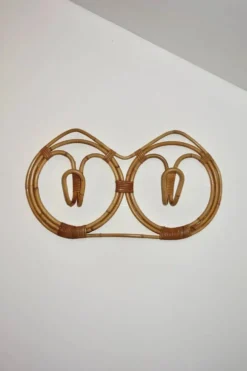 Porte manteau mural par Franco Albini en rotin et bambou, Italie 1960's