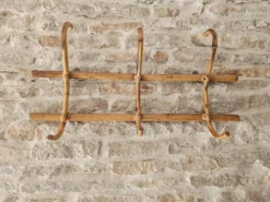 Porte manteau mural 3 patères en rotin - Vintage