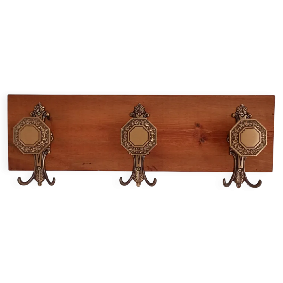 Portemanteau mural 3 patères laiton vcr italy - décoration vintage