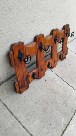 Porte manteau mural vintage bois année 80