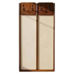 Porte-manteau mural vintage des années 50, panneaux en bois et crème, Tchécoslovaquie, 175 x 90 x 7 cm