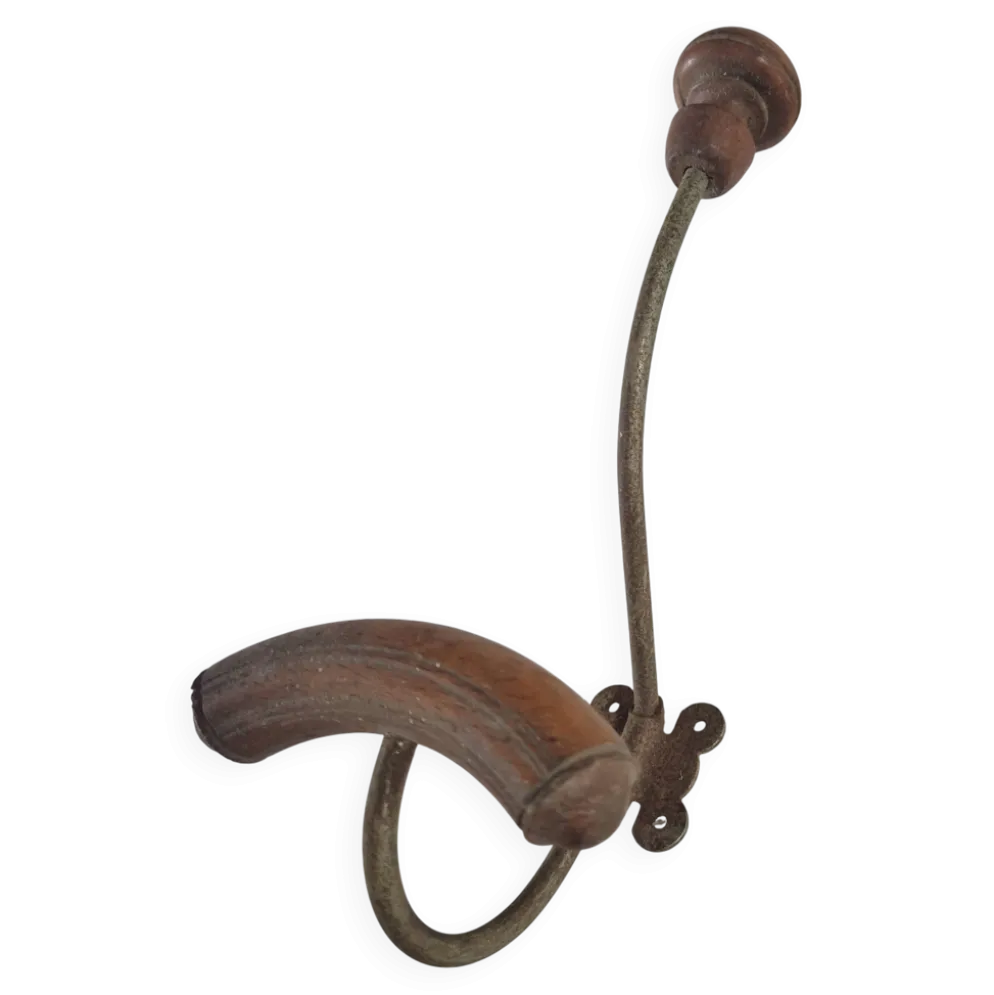 Porte-manteau patère murale vintage années 60 Bois et metal