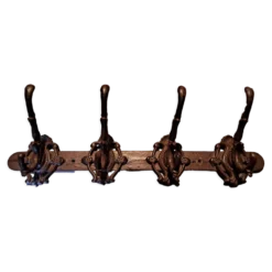 Porte-manteau 4 patères en fonte, art populaire années 50, décoration vintage métallique
