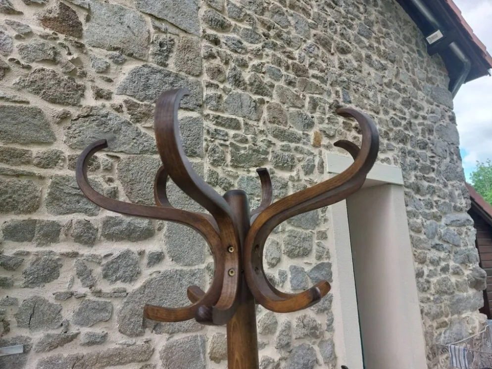 Portemanteau perroquet bois massif, style baumann