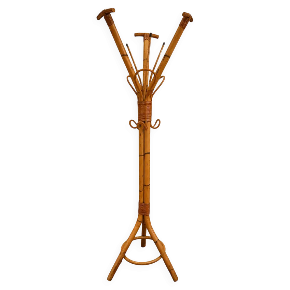 Porte-manteau Perroquet en Bambou et Rotin