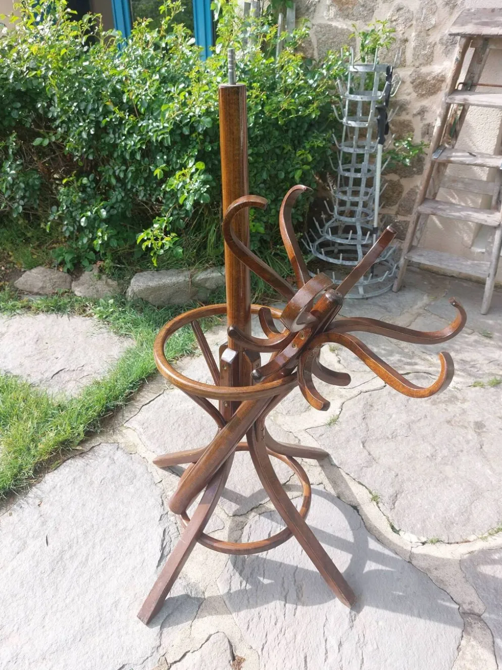 portemanteau perroquet, en bois de teinte foncée