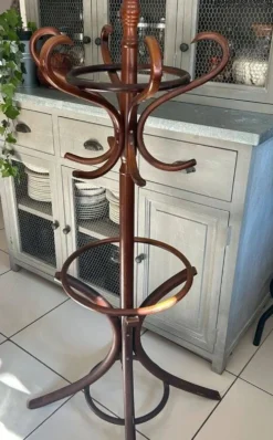 Porte manteau perroquet en bois courbé tête pivotante - style Thonet