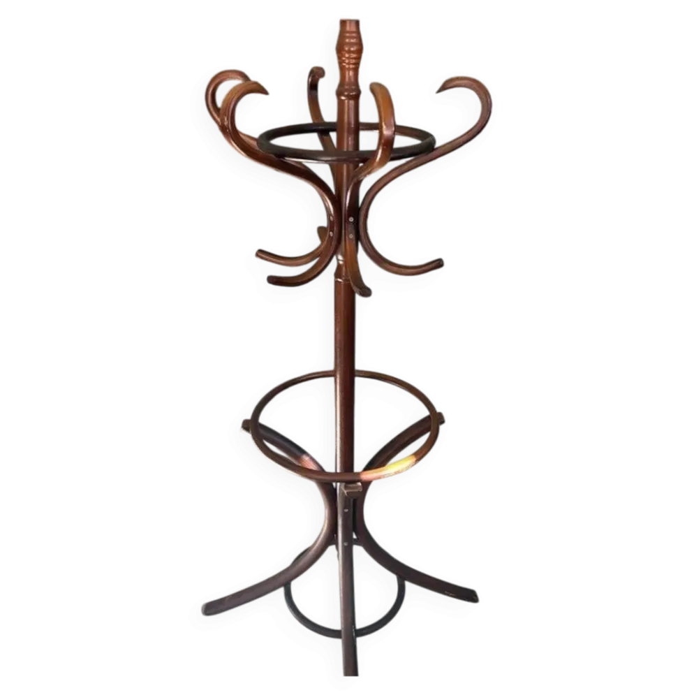 Porte manteau perroquet en bois courbé tête pivotante - style Thonet