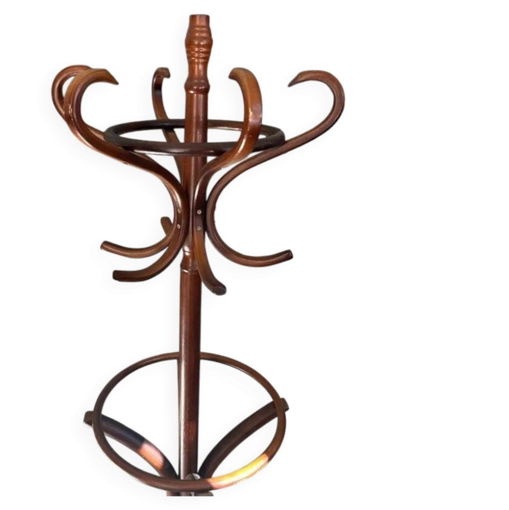 Porte manteau perroquet en bois courbé tête pivotante - style Thonet
